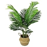 Arnusa Künstliche Palme 90cm im Seegraskorb Kunstpflanze Kunstpalme Dekoration Pflanze Zimmerpflanze mit Topf (1)