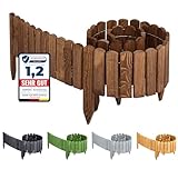 Garronda Beeteinfassung Holz Rollzaun Holzzaun 200 x 10 cm imprägniert Flexibler Rollborder Rasenkante Palisade Gartenzaun Umzäunung für Garten GD-0046 (Dunkelbraun, Höhe: 10 cm)