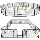 Yaheetech 16 eckig Welpenauslauf Hundelaufstall Zaun Gitter Welpen Hasen Kaninchen Freigehege mit 2 Tür 60 cm Hoch für draußen und Innen