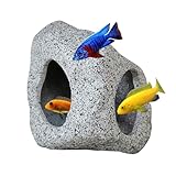 SpringSmart Aquarium-Versteck, Felsenhöhle für Wassertiere zum Züchten, Spielen und Ausruhen, sichere und ungiftige keramische Aquarium-Ornamente, Dekostein für Betta.