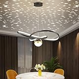 Aleaty LED Modern Hängelampe Esstisch lampe mit Fernbedienung Pendellampe Wohnzimmer Modern 40W Sternenhimmel Konvergiert Kronleuchter Dimmbare Hängeleuchte Für Esszimmer Küche Wohnzimmer (Schwarz)