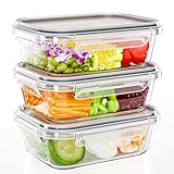 TUSEASY Frischhaltedosen Glas mit Deckel, 1040ml Meal Prep Boxen 3er-Set, Tupperdosen Set Glasbehälter Glasschüssel Lunchbox Glas Vorratsdosen Luftdicht Aufbewahrungsbox Küche