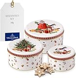 Villeroy & Boch – Winter Collage Accessoires Gebäckdosen-Set, bunt, 19,7 x 9,4 cm, 3-teilig, Keksdose, Plätzchendose