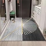 AU-SHTANG Teppich Wohnzimmer rund Grauer Teppich, Yogamatte, Rutschfester, leicht zu reinigender moderner Teppichteppiche für Wohnzimmer,grau,120x140cm