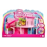 Barbie Mini BarbieLand Puppenhaus-Sets, Mini-Traumvilla mit Überraschung, ca. 4 cm große Barbie-Puppe, Möbel und Zubehörteile plus Aufzug und Pool, 4 Jahre+, HYF45
