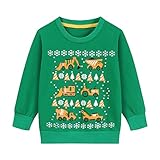 Little Hand Weihnachten Jungen Sweatshirt - Kinder Weihnachtspullover Bagger Pullover, Traktor Kinder Weihnachtspulli Weihnachtsmann Rentier Pullover Langarm 2-7 Jahre