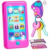 JOYIN Rosa vorgeben Spielen smart Phone keyfob Schlüssel Spielzeug und Kreditkarten Set Kinder Kleinkind Handy Spielzeug Kleinkind Geburtstag Geschenke Spielzeug für 1 2 3 4 5 Jahre alt