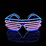 Therlan LED Brille Party, Neon Leuchtbrille, PartyBrille Leuchten, LED SonnenBrille, LED Flashing Kostüme Atzenbrille Led Brille für Rave EDM Party (Blau - Rosa)