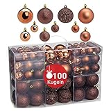 WOMA Christbaumkugeln Set Bronze & 22 weiteren Farben - 50er & 100er Weihnachtskugeln Set - Weihnachtskugeln Kunststoff - Weihnachtsbaum Deko & Christbaumschmuck