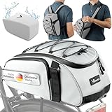 Valkental - 3in1 Fahrradtasche für Gepäckträger - 10L Volumen - Isolierende Gepäckträgertasche mit Rucksackfunktion - Wasserfest & Reflektierend