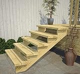 Gartenwelt Riegelsberger Terrassentreppe Breite 95 cm Treppe mit 5 Stufen Geschosshöhe 89 cm Massivholz Kiefer kesseldruckimprägniert Komplett-Set Wangen, Bohlen & Schrauben