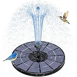 AISITIN Springbrunnen mit 3.5W Solar Panel, Teichpumpe Eingebaute 1500 mAh Batterie Wasserpumpe Schwimmender Fontäne Pumpe mit 6 Fontänenstile für Garten, Vogel-Bad, Fisch-Behälter