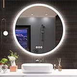 S'bagno 600mm runder beleuchteter Badezimmerspiegel mit LED-Beleuchtung, Badspiegel mit Beleuchtungmit mit Berührungssensor/Dimmung/Farbwechsel und Bluetooth-Lautsprecher