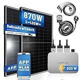 PIANETA Balkonkraftwerk 870W/800W Solaranlage mit 800W ECOFLOW Micro Wechselrichter WiFi Bluetooth, upgradebar drosselbar, 2x435W Marken Solarmodule von TW Solar