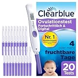 Clearblue Fruchtbarkeits-Ovulationstest-Set, 20 Tests + 1 digitaler Testhalter, Fruchtbarkeitstest für Frauen/Ovulation, fortgeschritten und digital (testet 2 Hormone), schneller schwanger werden