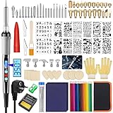 TWBEST 80W Brandmalerei Lötkolben Set,108pcs Brandmalerei Brandmalkolben Set,Lötkolben Kit Holzbrenner Set,LED Anzeige,Lötkolben Holz,Brandmalerei Lötkolben Set mit Buchstaben und Farbige Buntstifte