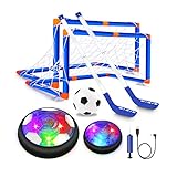 Air Power Fußball - 3-in-1 Hover Fussball Kinderspielzeug Wiederaufladbar Hover Ball mit LED-Lichtern Schaum Stoßstangen Hover Hockey Ball Geschenke für Kinder Jungen Mädchen 3 4 5 6 7 8 9-12 Jahre