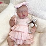 ROSHUAN Realistische Babypuppen für Neugeborene, 48,3 cm, weicher Körper, gewichtet, lebensechte Reborn-Babypuppen, Vollvinyl, anatomisch korrekt, lebensechte schlafende Babys, waschbare Puppen