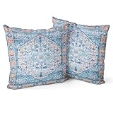 Snylcce Boho Kissenbezüge 2er Set Aquablue Antike & Vintage Design Doppelseitiges Muster 45x45 cm Weiche Kissenhüllen für Garten Couch Sofa Bett Dekorative 12x20 Zoll Kissenbezüge