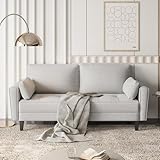 Yaheetech 2 Sitzer Sofa, Loveseat, Kleine Sofa mit 2 Kissen und Armlehnen, Moderne Leinen Couch Sofa, 2er Couch Loungesofa Set, Bequemes Sofa Set für Wohnzimmer, Schlafzimmer, Graubeige