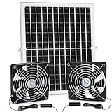 blessny Solar-Doppelventilator-Set für Zu- oder Abluft, 25 W Solarpanel-betriebener Ventilator für Hühnerstall, Gewächshaus, 5,5 Zoll größere Ventilatoren mit 15 Fuß Kabel/4.5m