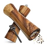 Schwarzwald Spirit Salz und Pfeffermühle Holz Klein (16,5 cm) - 2er Set mit Pfeffer und Salzmühle - Gewürzmühle mit Keramikmahlwerk inkl. Reinigungspinsel, Rezeptbuch - Küchenhelfer Geschenkidee