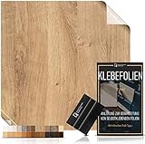 Klebefolie in Holzoptik [WUNSCHMAß – bis zu 15m AM STÜCK] inkl. Rakel & eBook I Selbstklebende Holz Folie für Möbel & Küche – hitzebeständig & abwaschbar I Ablösbare Möbelfolie Eiche rustikal