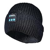 SYPVRY Bluetooth Beanie Kopfhörer Wireless Knit Skull Cap mit Lautsprecher Winter Musik Kopfhörer Beanie für Männer Frauen Schwarz, Schwarz, Einheitsgr��e