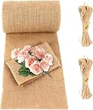 Jute Tischläufer - 10m x 20cm Beige Juteband Tischband, Jute Tischläufer Rolle, Natur Juteläufer Jutestoff für Tischdeko Hochzeit, Kommunion und Taufe | Strapazierfähig und Umweltfreundlich