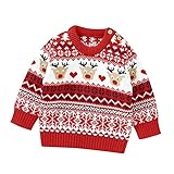 Bastwahl Black Friday Angebote 2024, Weihnachtspullover Kinder Ugly Christmas Sweater Strickpullover Pullover Weihnachtspulli Puli Lustig Sweatshirt Warme Langarm Weihnachtsmann Xmas Rentier Drucken