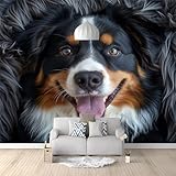Vlies Tapeten Wandtapete Tierthema Hund Berner Sennenhund Muster 3D Wandbild Wohnzimmer Wanddekoration Fototapete 3D Tapete Effekt 400x280 Cm