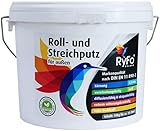 RyFo Colors Roll- und Streichputz für außen 10kg (Größe wählbar) - Rollputz für den Außenbereich und Fassaden, strahlendes weiß mit edler feinkörniger Struktur, einfachste Verarbeitung