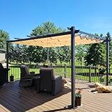 PURPLE LEAF Pergola Aluminium, 3.3 X 4M Wasserdicht Stabil Winterfest Pergola, Gartenpavillon Mit Sonnenschutz Überdachung, Beige