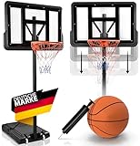 CAPRISPORTS® Basketballkorb Outdoor [höhenverstellbar: 135-305 cm] für Kinder ab 14 Jahren & Erwachsene - mobiler Basketballständer für draußen mit Korb & Rollen - inkl. Basketball & Pumpe