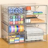 GoMaihe Acryl Schreibtisch Organizer mit 7-Schubladen: 2 Stücke Schubladenbox | Durchsichtig Schminktisch Organizer | Make up Organizer | Büro Organizer für Bürobedarf Kosmetik Schmuck