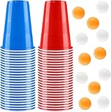 Beer Pong Becher Set, Bierpong Becher Enthält 50 Becher und 12 Tischtennisbälle,500ML Beerpongbecher, Wiederverwendbare Partybecher für Weihnachten Party Geburtstag Festivals Hochzeit Camping (50pcs)