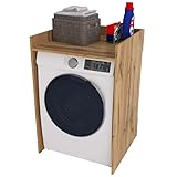 defiPad® Waschmaschinenschrank für Waschmaschine oder Wäschetrockner | Stylisch und praktisch Waschmaschine Trockner Schrank | Waschmaschinenregal | Waschmaschinenüberbau | 66x97x62 CM (Premium Eiche)