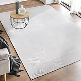 the carpet Rio - moderner und weicher Teppich Wohnzimmer Schlafzimmer mit Anti-Rutsch-Rücken und 3D-Optik, Flauschige Oberfläche, pflegeleicht und robust, Weiß, 200 x 280 cm