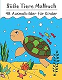 Süße Tiere Malbuch: 48 Ausmalbilder von Haustieren und wilden Tieren für Kinder ab 4 Jahren
