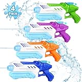 Wasserpistole für Kinder Erwachsene - 4 Stück Wasserpistole mit großer Reichweite Super Wasser Blaster Soaker Wasserspritzpistole Sommer Schwimmbad Pool Strand Wasserschlacht Spielzeug