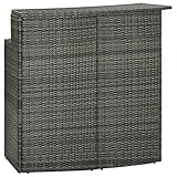 vidaXL Garten Bartisch Stehtisch Partytisch Gartentheke Gartenbar Theke Bar Tresen Terrassentisch Bistrotisch Grau 120x55x110cm Poly Rattan