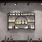 EudoER Modernes Weinregal aus Metall, Wandmontage, Bar-Einheit, schwebende Regale, Weinregale, Glasregal, Eisen-Display-Ständer, Weinhalter mit Regalen, für Zuhause, Restaurant, Bars (100cm)