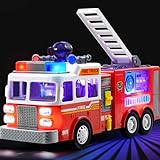 JOYIN Kleinkind-Feuerwehrauto Spielzeug für Kinder im Alter von 3 4 5 6 7 8 Jahren, LED und Sirenen, Realistische Tasten mit Licht & Sound, Feuerwehrautos, Geburtstagsgeschenk für Jungen und Mädchen