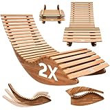 Casaria® 2 Personen Java Gartenliege Holz Wetterfest Klappbar Ergonomisch 160kg Belastbarkeit FSC® Akazie Garten Sauna Liege Holzliege 195x60x93cm