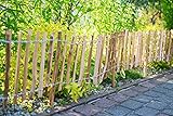 Sevico Staketenzaun imprägniert Haselnuss Holzzaun Haselnussholz Zaunlatte Rollzaun Kastanienzaun Gartenzaun 60 cm x 5m+ Pflock, Lattenabstand: 3-4 cm