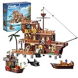 MagCaso Piratenschiff-Baustein-Set 630 Teile, kreatives Piratenschiff-Bauspielzeug mit Kanone, Planke, Schatztruhe, Piratenspielzeug, Geschenk für Jungen, Mädchen, Erwachsene ab 6 Jahren
