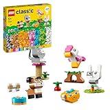 LEGO Classic Kreative Tiere, Box mit bunten Steinen, Baue Spielzeug-Tierfiguren aus Bausteinen wie Hund, Katze, Hase, Hamster und Vogel, Konstruktionsspielzeug für Jungs und Mädchen ab 5 Jahren 11034