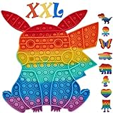 KUNSTIFY XXL POP IT Regenbogen Fidget Toy Antistress Spielzeug für Erwachsene Kinder Anti Stress Popit groß Figetttoys Fidget Toy Set Figet Bubble Push pop XXL Regenbogen (Pika)