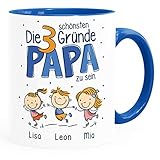 SpecialMe® Kaffee-Tasse'Die schönsten Gründe Papa zu sein' Spruch 1-4 Kinder - personalisiertes Geschenk zum Vatertag Papa inner-royal Keramik-Tasse