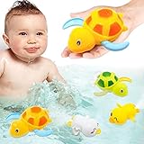 ANLIOTO 4 Stück Baby Badespielzeug, Badewannenspielzeug ab 1 Jahr Spielzeug Badewanne Badespielzeug Baby ab 6 Monate Uhrwerk Kleine Tiere Schwimmbad Spielzeug Geschenke für Kinder Jungen Und Mädchen